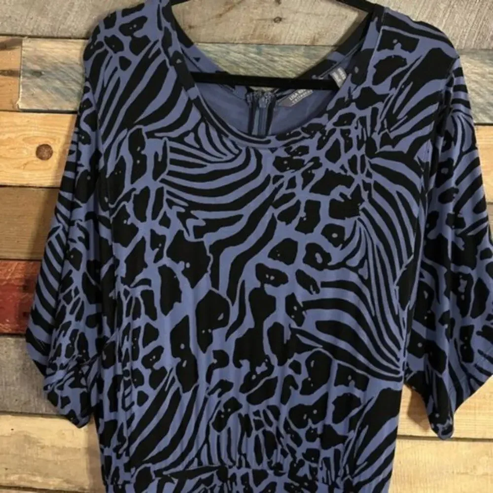 Lisa‎ Rinna Blue And Black Animal Print Belted Jumpsuit Size 10